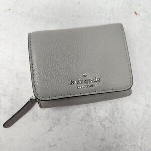 Kate Spade ♠️ Jackson Trifold Continental Wallet Gray Pebbled Leather